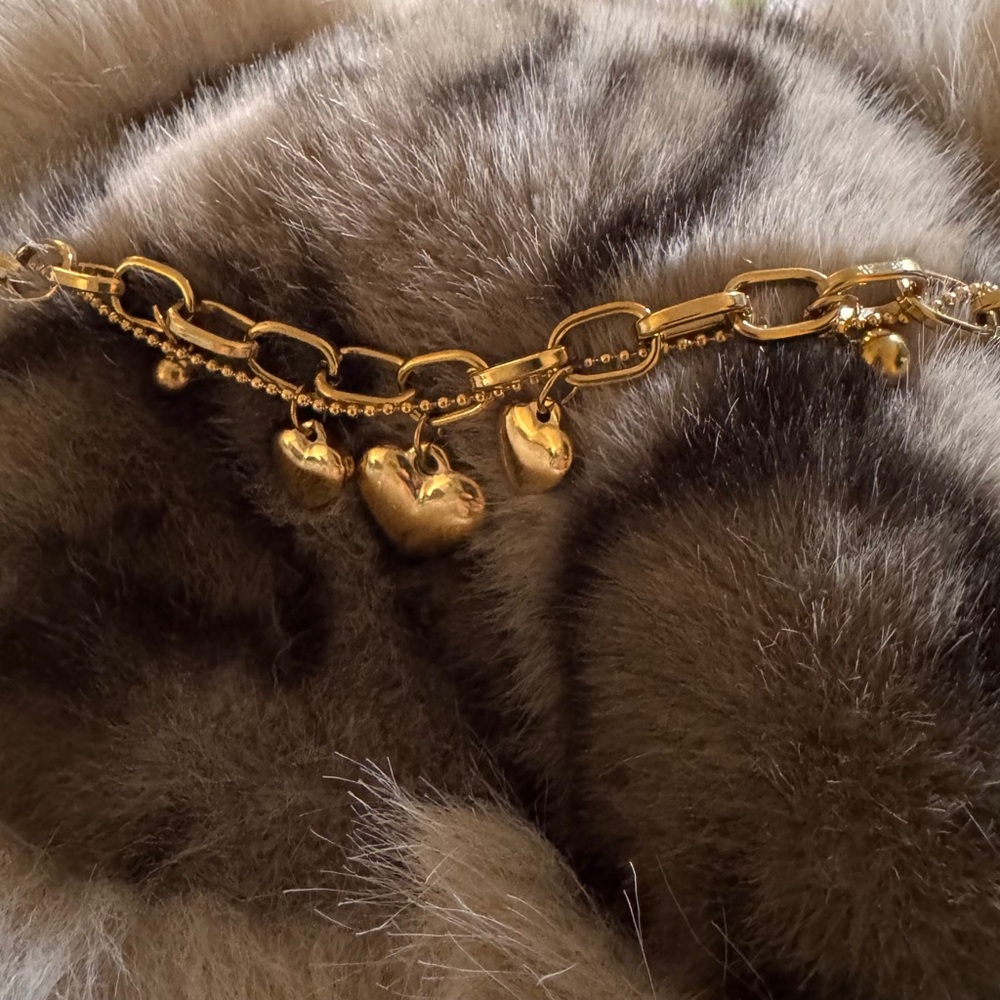 💕Gold three♥️♥️♥️ Heart Charm Bracelet